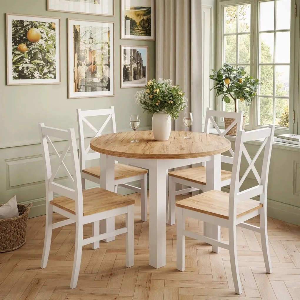 JEDÁLENSKÝ SET LORENA STÔL + 4 STOLIČKY 100 / 140 cm