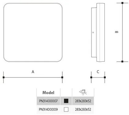 Panlux Prisadené LED svietidlo Verona Square biela, 28,3 x 28,3 cm, IP54