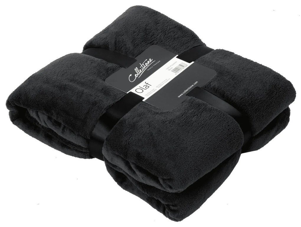 Čierny plyšový pléd Olaf black - 150 * 200 cm