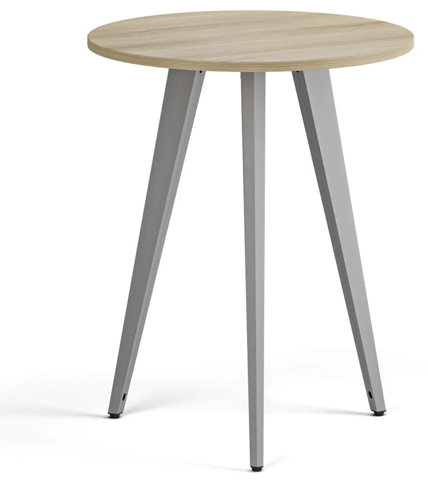 Konferenčný stôl PRIMO VIBE, priemer 60 cm, sivostrieborná podnož, dub prírodný