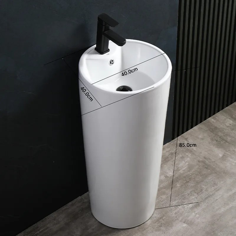 BPS-koupelny Voľne stojace keramické umývadlo LINO WH 400 ø40 cm, biele