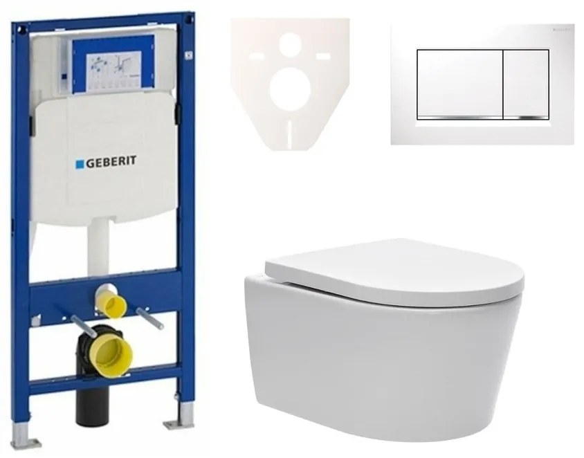 Závesný set WC SAT Brevis, nádržka Geberit Duofix, tlačidlo biele SIKOGES3W5