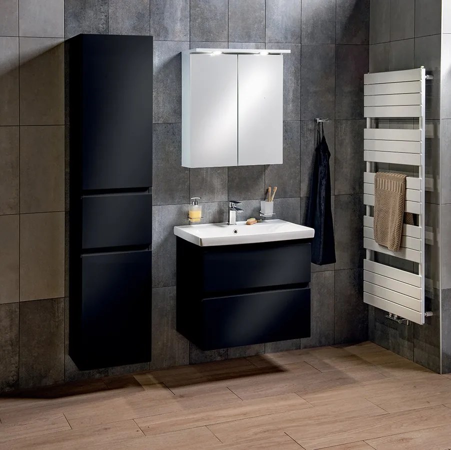 Aqualine Aqualine, ALTAIR vysoká skrinka s košom 40x184x31cm, čierna mat, ľavá, AI685L