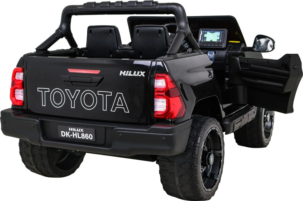 Ramiz Toyota Hilux na batérie pre deti Čierny pickup + pohon 4x4 + diaľkové ovládanie