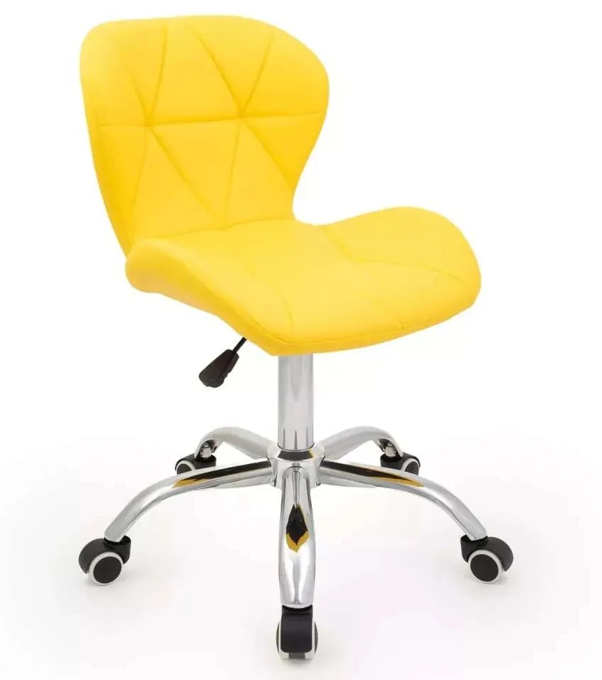 LuxuryForm DESIGN Stolička LIVIO na striebornej podstave s kolieskami - žltá