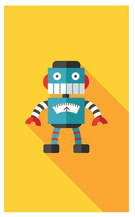 Plagát s paspartou veselý robot - 30x45 black