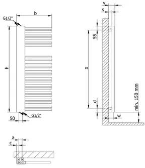 Kúpeľňový radiátor Schulte Bologna prevedenie ľavé 121x60,4 cm