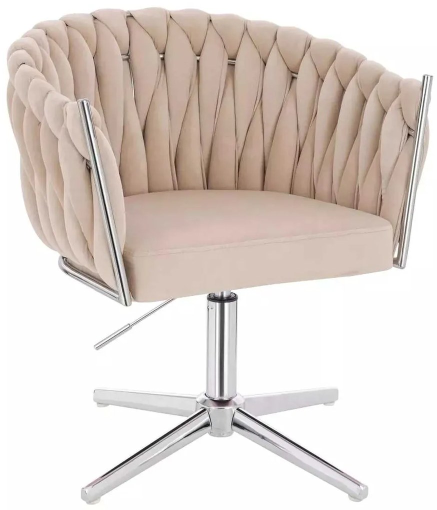 LuxuryForm DESIGN Stolička NORDEN VELUR na striebornom kríži - krémová