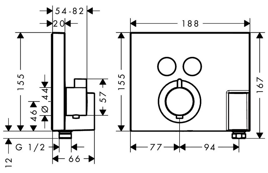 Hansgrohe Shower Select, termostatická batéria pod omietku, s 2 výstupmi, chrómová, HAN-15765000