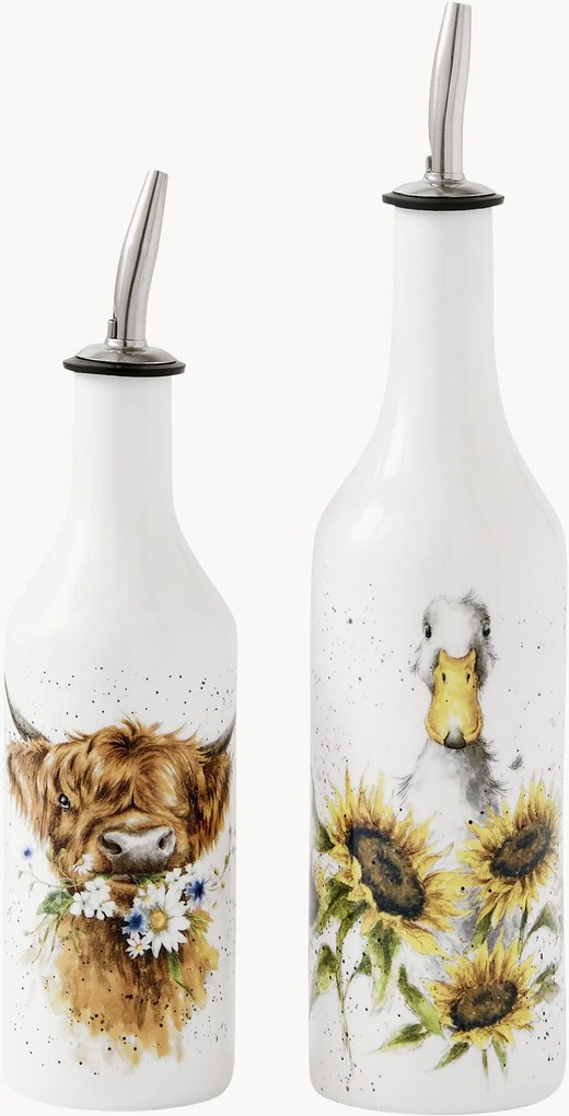 Dávkovače na ocot a olej z jemného kostného porcelánu Wrendale, 2 ks