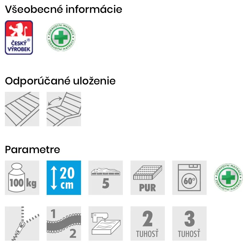 PROXIMA.store - Matrac ADELL ROZMERY: 100x200, VÝŠKA: 20 cm, TYP POŤAHU: DRY FAST