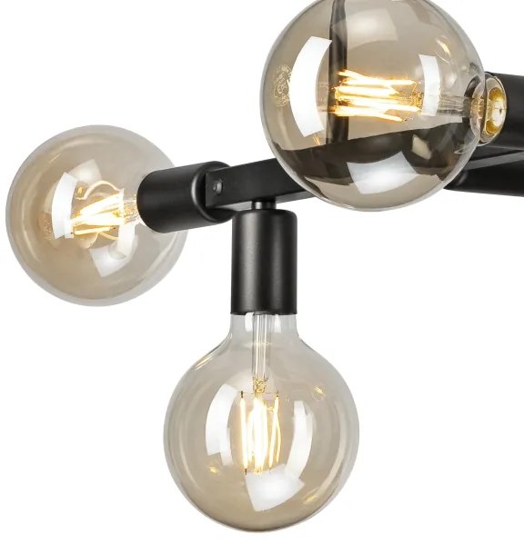 Luster na tyči ASTRID 6xE27/60W/230V čierna