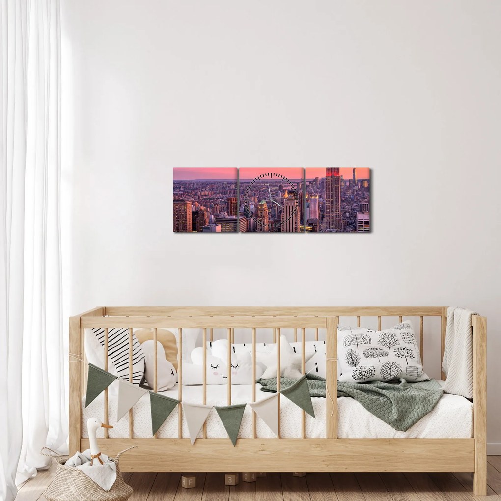 Obraz - New York (s hodinami) (90x30 cm)