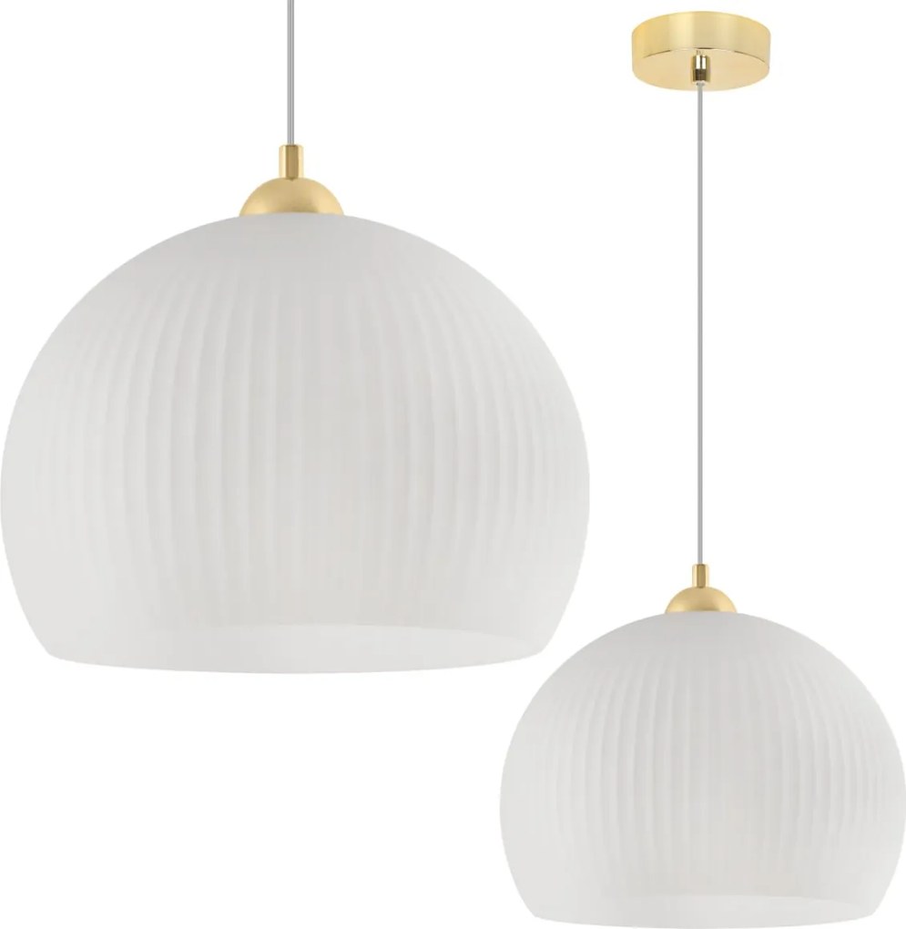 Závesné svietidlo Riffle 5, 1x biele sklenené tienidlo, g