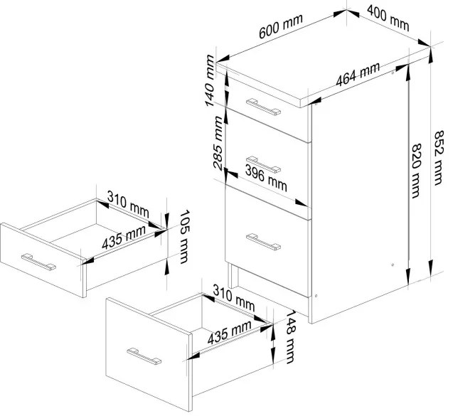 Spodná kuchynská skrinka s doskou OLIWIA S40 SZ3 biela