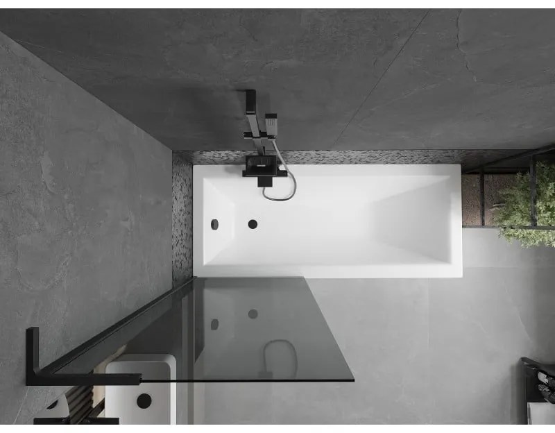 Mexen Next L, 1-krídlová vaňová zástena 70 x 150 cm, 6mm šedé sklo, čierny profil, 895-070-000-03-40-70