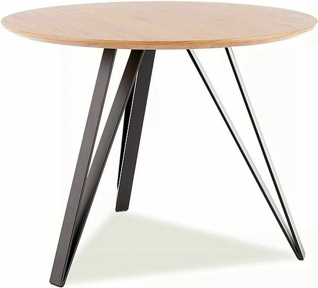 Jedálenský stôl Tetis 100 cm čierny/dub prírodný