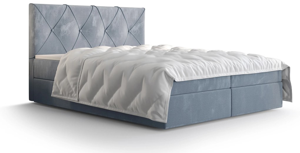 Manželská posteľ Boxspring 160 cm Athena Comfort (svetlomodrá) (s matracom a úložným priestorom). Vlastná spoľahlivá doprava až k Vám domov. 1055758