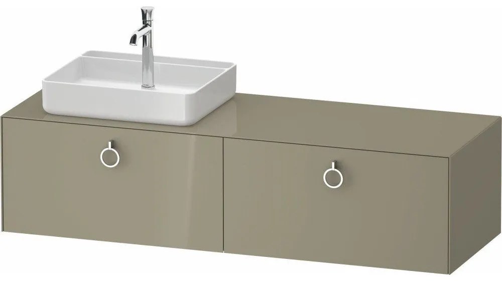 DURAVIT White Tulip závesná skrinka pod umývadlo na dosku (umývadlo vľavo), 2 zásuvky, 1600 x 550 x 408 mm, kameňovo šedá vysoký lesk, WT4890LH2H20000