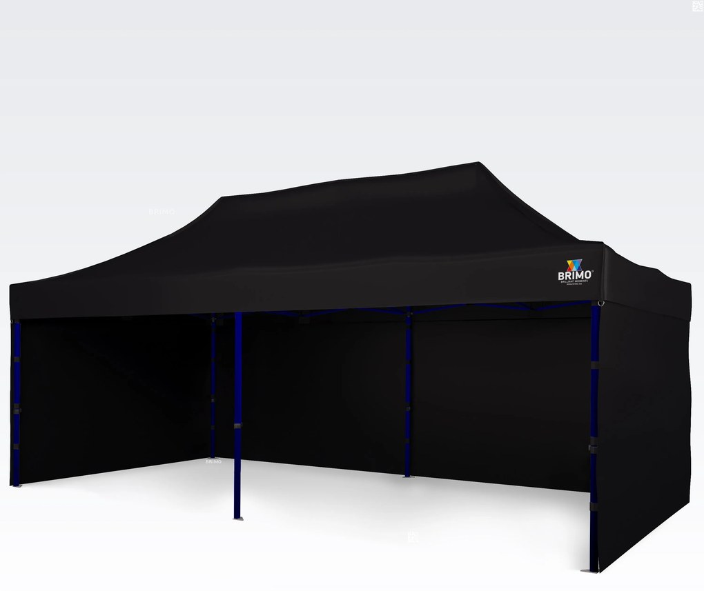 BRIMO Nožnicový párty stan EXCLUSIVE oceľ 3x6 m s 3 stenami čierny