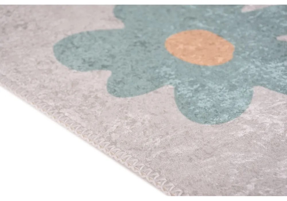 Prateľný behúň v mentolovej farbe/slonovinový 80x200 cm Cute Flowers Green – Vitaus