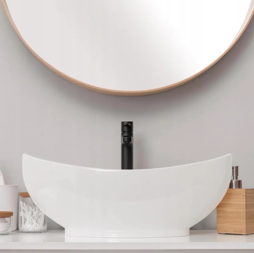 Invena Feme, keramické umývadlo na dosku 590x390x135 mm, biela lesklá, INV-CE-10-001-C