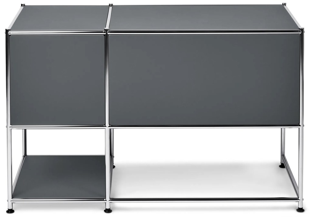 Kovový písací stôl »CN3« s výklopnými dvierkami, sivý