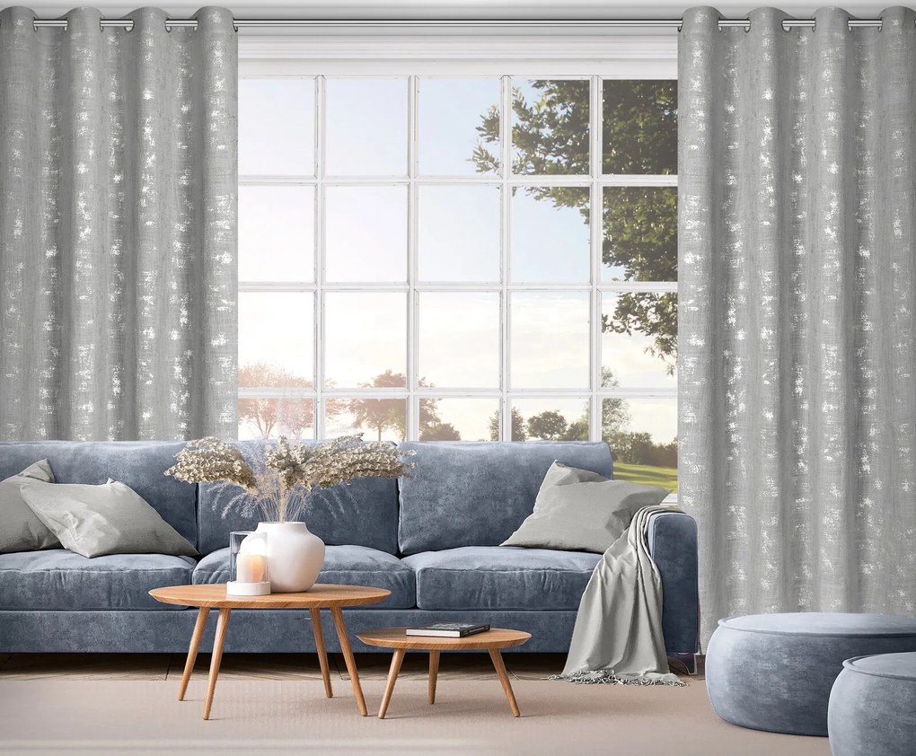 ZÁVES NA KRÚŽKOCH SOLANA 140X250 CM STRIEBORNÁ
