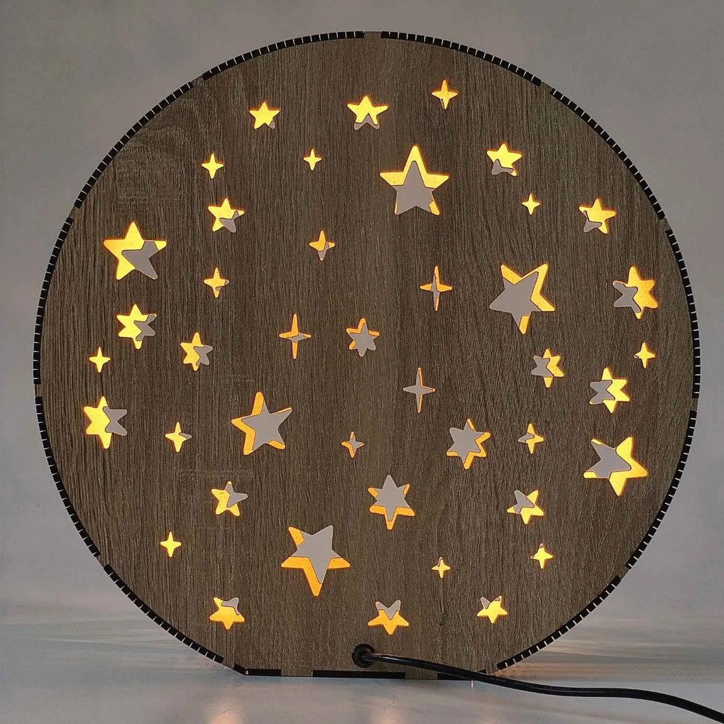 Drevená LED stolová lampa Hviezdy | MOVE: HDF - Orech 20 cm 4791-115218 LED0613