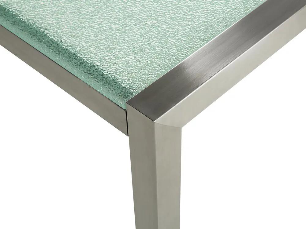 Sada záhradného nábytku stôl so sklenenou doskou 220 x 100 cm 8 ratanových stoličiek GROSSETO Beliani