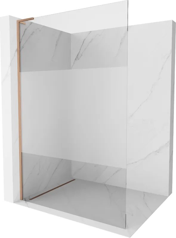 Mexen Kioto L, sprchová zástena Walk-In 110 x 200 cm, 8mm číre sklo-námraza, medený matný profil, 800-110-103-65-35