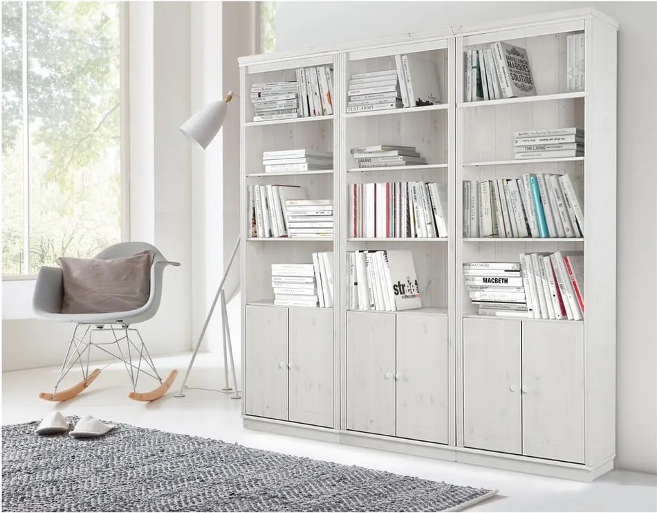 Biela knižnica z borovicového dreva 222x223 cm Anita – Støraa