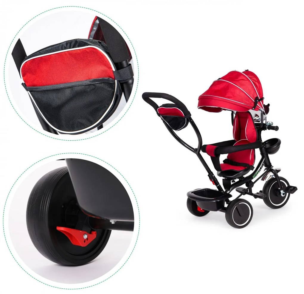 Detská trojkolka - kočík Ecotoys BeBe červená
