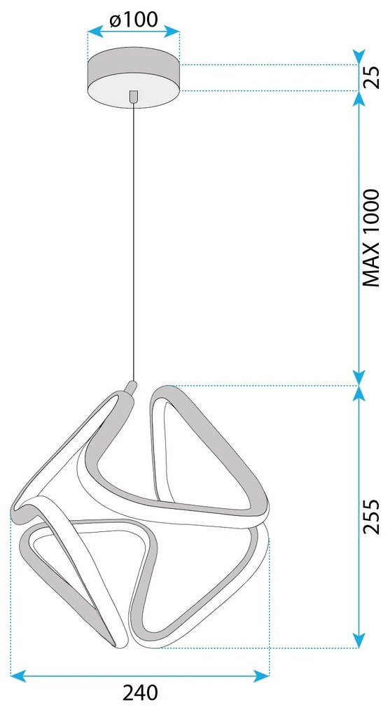 Toolight Toolight, LED stropné svietidlo 25x29cm, 4000K, G067-CP, zlatá lesklá, OSW-08666