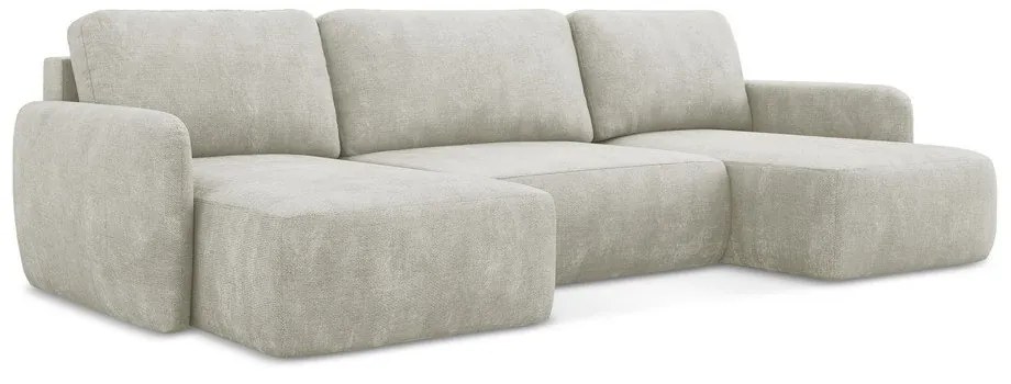 Krémová ženilková rozkladacia/s úložným priestorom rohová pohovka (do tvaru "U") Lilo – Makamii