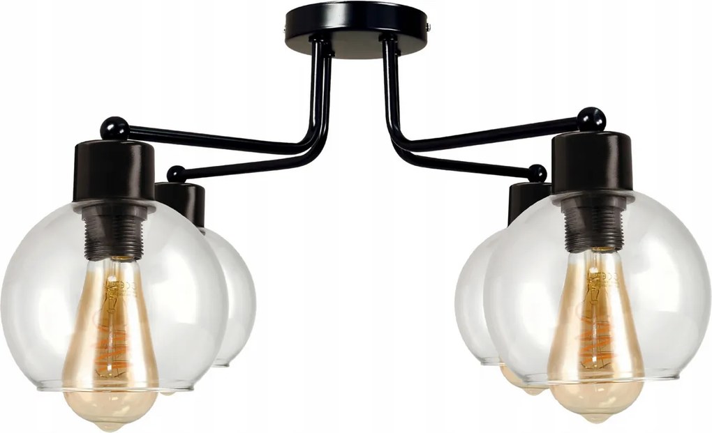 BERGE LED lustrové stropné svietidlo 4xE27 priehľadná sklenená guľa