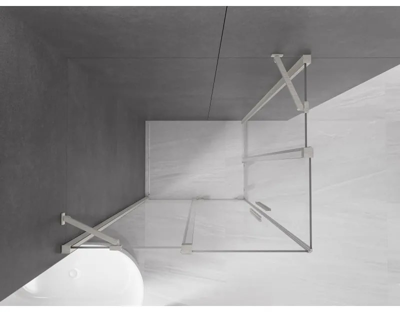 Mexen Velar Duo, sprchový kút s posuvnými dverami 90 x 80 cm, 8mm číre sklo, brúsená oceľ, 871-090-080-02-97