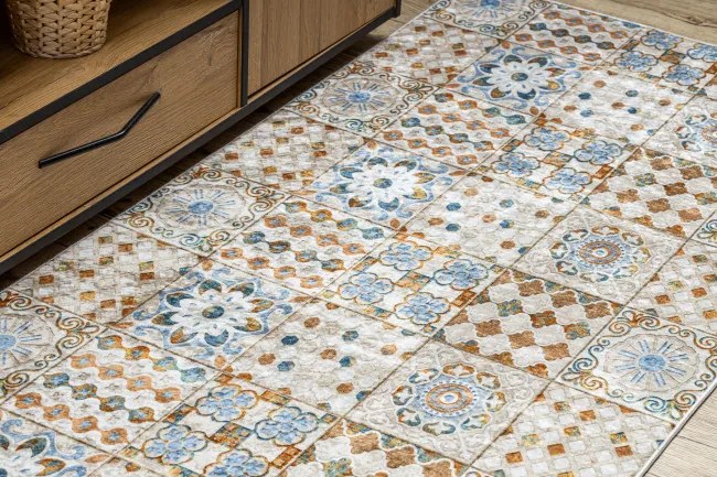 Protišmykový koberec / behúň ANDRE 53010 béžový / modrý