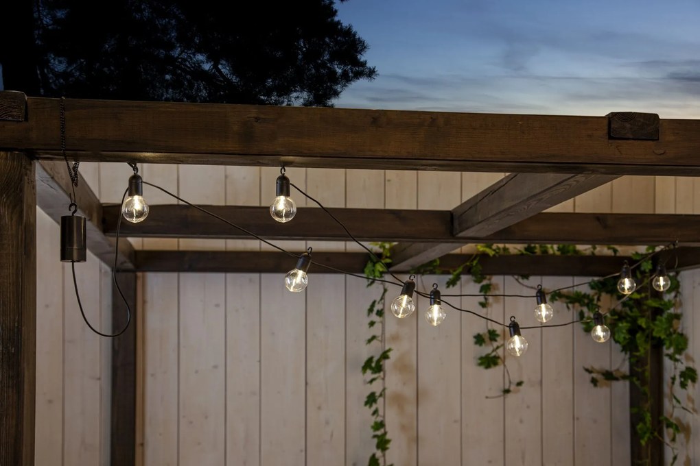 Vonkajšia svetelná LED reťaz s motívom žiaroviek dĺžka 4,05 m Star Trading Glow - čierny