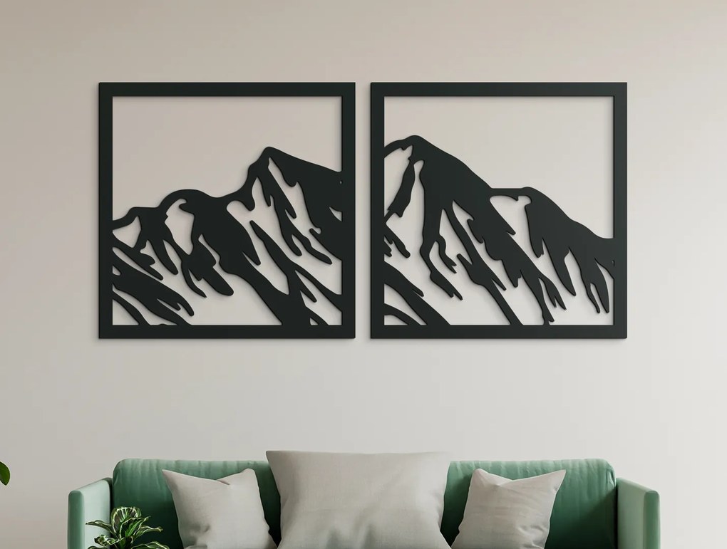 drevko 2-dielny obraz Hory Rozmer obrazu: 31,5 x 65 cm, Farba dekorácie: Čierna