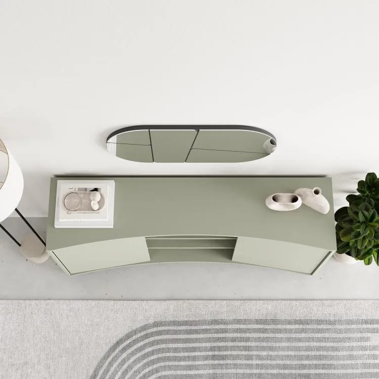 Komoda Houseland Frem 150 cm šedo-zelená