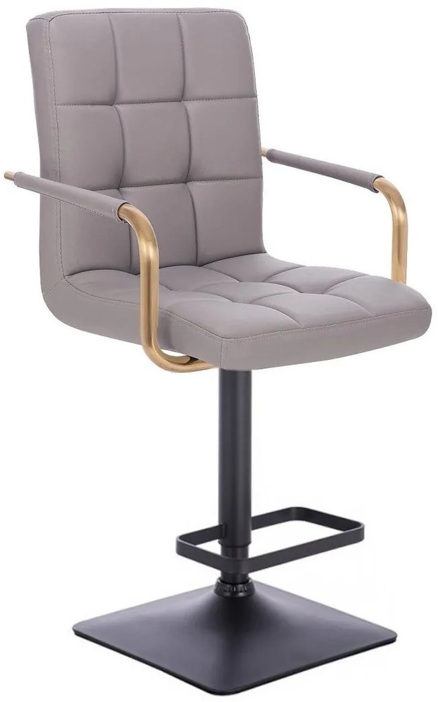 LuxuryForm DESIGN Barová stolička VERONA GOLD na čiernej hranatej základni - šedá