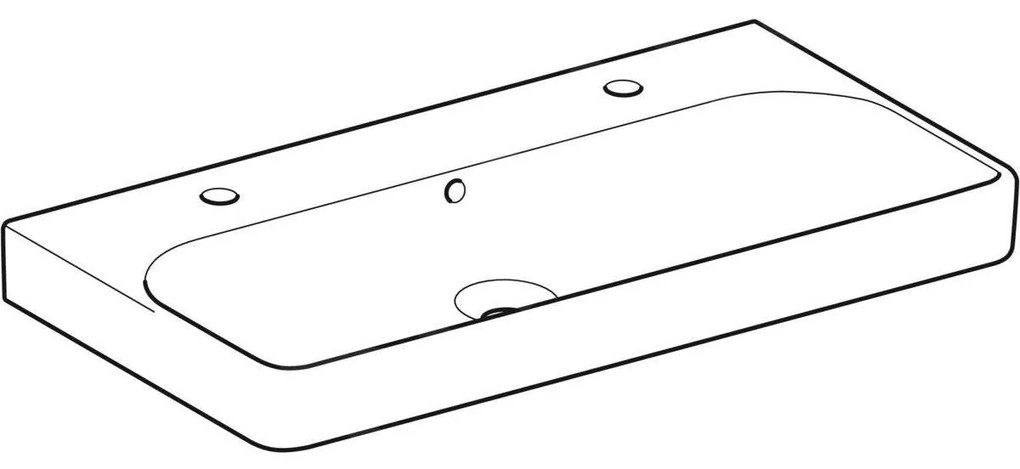 Geberit Smyle Square, umývadlo s prepadom 900x480mm, 2 otvory na batérie, biela, GEB-500.252.01.1