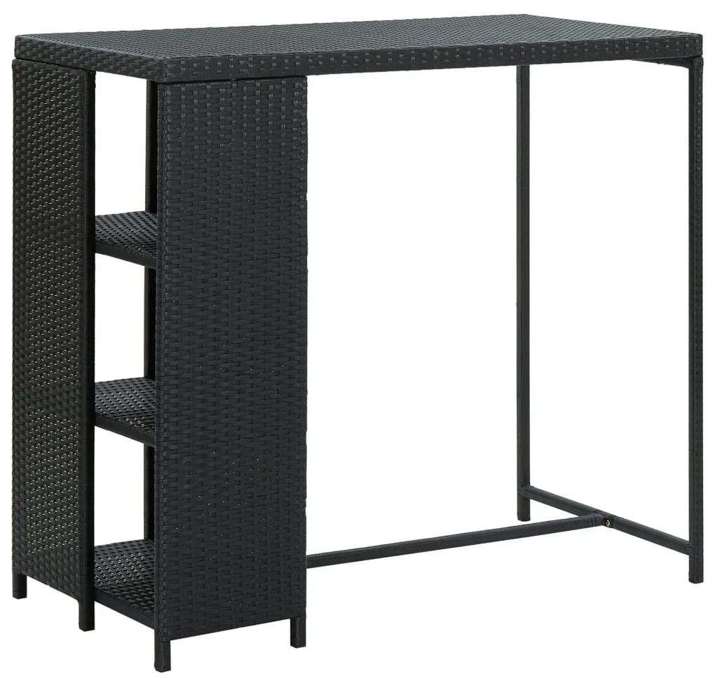 vidaXL Barový stolík s úložným regálom čierny 120x60x110 cm polyratan