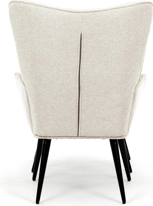 Relaxačné kreslo ušiak s taburetom ROYAL II — kov, látka, krémová