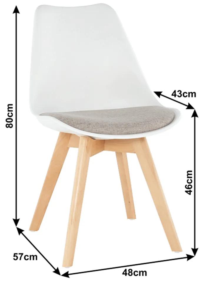 Jedálenská stolička DAMARA – drevo, plast, látka, viac farieb sivobezova