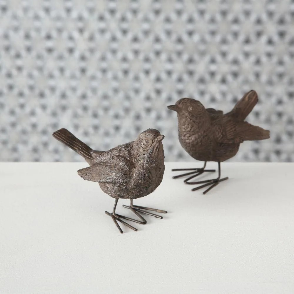 Záhradná figúrka z polyresinu Couple, sada 2ks, 7,5 cm, hnedá