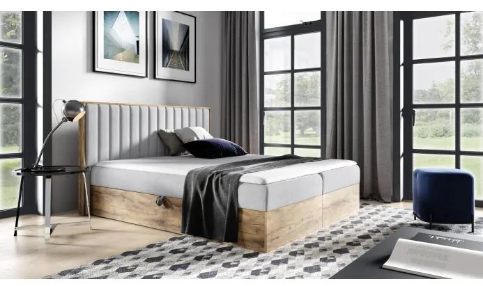 Boxspringová posteľ CHANTELLE 4 - 120x200, svetlo šedá + topper ZDARMA