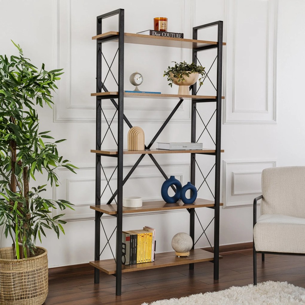 Knižnica Elysian - Walnut, Black