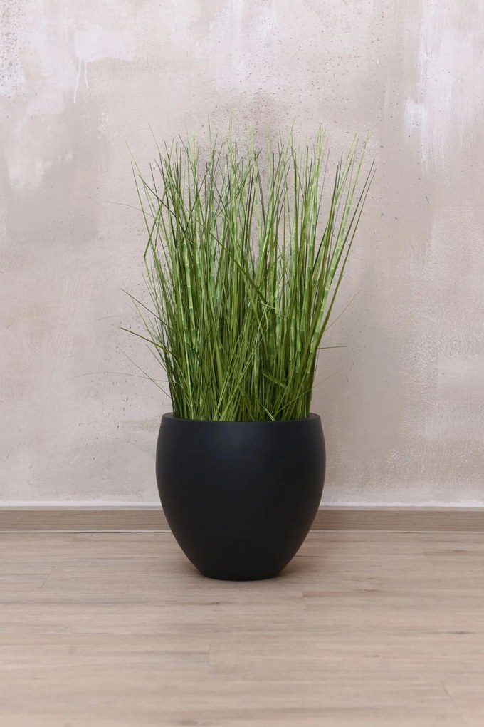 Okrúhly kvetináč PLUTO, sklolaminát, výška 30 cm, antracit